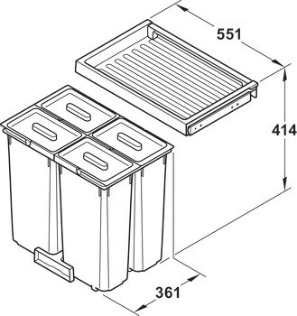 Odpadkové koše, 4 x 12 litrů, Häfele