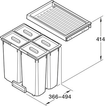 Odpadkové koše, 4 x 12 litrů, Häfele