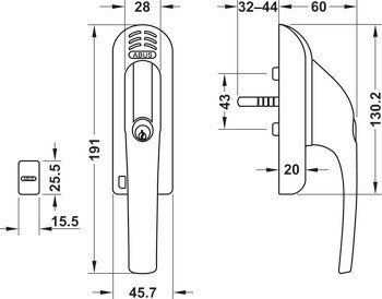 Okenní klika, FG 300 A, s alarmem, Abus