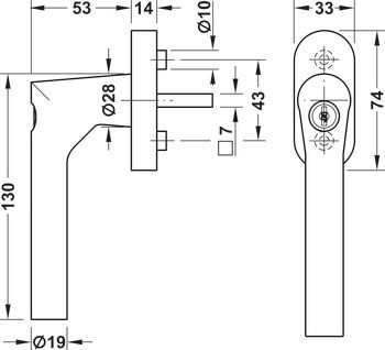 Okenní klika, Häfele Startec PWH 4103 (100 Nm) nerez