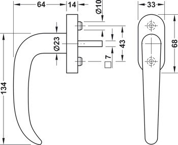 Okenní klika, Häfele Startec PWH 4104 nerez