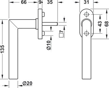 Okenní klika, Häfele Startec PWH 5203 hliník