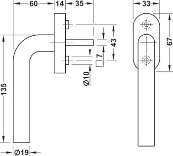 Okenní klika, Häfele Startec WH 2172 nerez