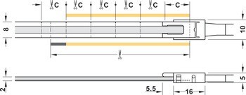 Osvětlovací LED páska, COB, Häfele Loox5 LED 2106, 12 V, 8 mm, 2pólové (tunable white 2vodičová technologie), 2 x 320 LED/m, 4,8 W/m, IP20