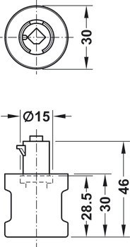 Otočná koule, Häfele Symo, délka 30 mm