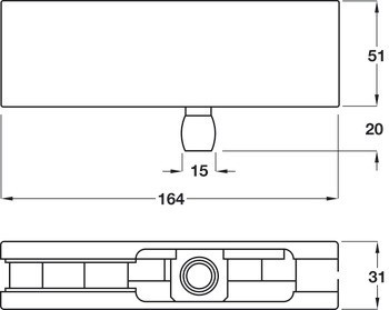 Otočné kování pro nadsvětlík, D, se závitovým šroubem pro montáž na stěnu, Startec