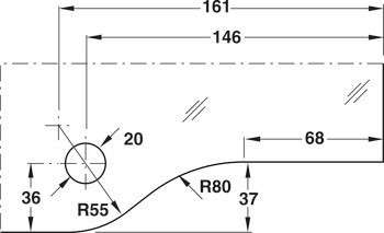 Otočné kování pro nadsvětlík, E, s podložkou k přišroubování pro montáž na stěnu, Startec
