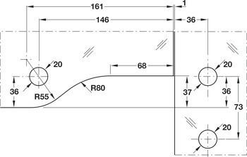 Otočné kování pro nadsvětlík, F, Startec, pro skleněné dvojčinné dveře