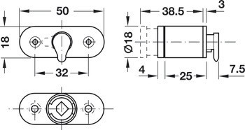 Otočný bajonetový zámek, Häfele Symo EC, k přišroubování