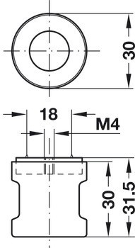 Pevná úchytka, Häfele Symo, délka 30 mm, pro výrobu na míru