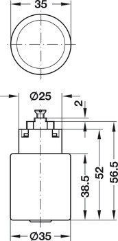 Pevná zámková úchytka, Modulární systém 30 mm, bez zamykání pro otvor 5 mm