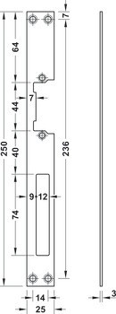 Plochý protiplech, pro šířku čelního plechu 25 mm, velikost 250 mm, EffEff