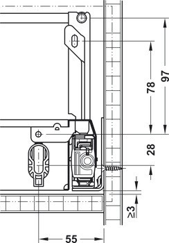 Podpěra čelního panelu, Häfele Variant-C, pro projektovou zásuvku
