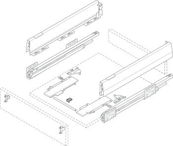 Podpěra, pro synchronizační tyč, pro systém zásuvkových výsuvů s bočnicí Grass Nova Pro Scala nebo Häfele Matrix Box P Plus