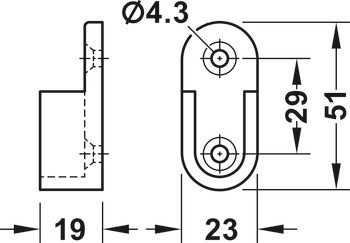 Podpěra šatní tyče, Hliník, pro šatní tyč OVA 30 x 14 mm