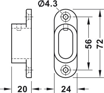 Podpěra šatní tyče, Hliník, pro šatní tyč OVA 30 x 14 mm