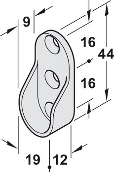 Podpěra šatní tyče, pro Häfele Loox, profil 5105, pro oválnou šatní tyč 30 x 15 mm