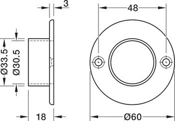 Podpěra šatní tyče, Pro šatní tyč, kulatou, ⌀ 20 mm