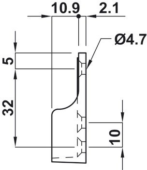 Podpěra šatní tyče, Pro šatní tyč OVA 30 x 15 mm