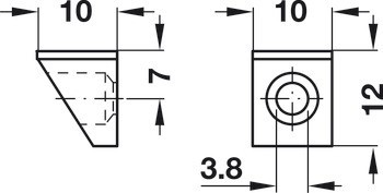 Podpěrka police, Häfele Ixconnect SH-M-5040, k přišroubování k bočnímu panelu, zinková slitina s plastovým držákem