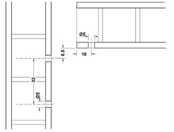 Podpěrka police, Häfele Ixconnect HC, k nasunutí a přišroubování, zinková slitina