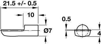 Podpěrka police, k nasunutí do vrtaného otvoru ⌀ 7 mm nebo pouzdra, ocel