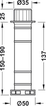 Podpěrná noha, plast, bílý