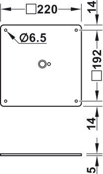 Podstava pro podnoží bufetového stolku, Kulatá nebo hranatá, s montážní podložkou