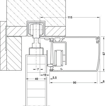 Pohon pro posuvné dveře, Pro celkovou hmotnost dveří do 40 kg