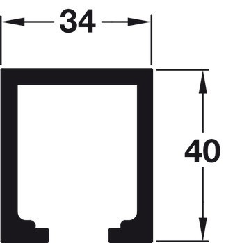 Pojezdová kolejnice, předvrtané, pro hmotnost dveří 80/100 kg