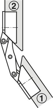 Pokosový závěs, Häfele GS 45, úhel otevření 135°