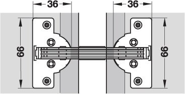 Pokosový závěs, Häfele GS 45, úhel otevření 135°