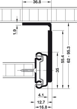 Policový a zásuvkový výsuv, kuličkový výsuv, částečný výsuv, Accuride 2109, nosnost do 35 kg