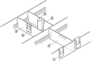 Posuvné příčné dělítko k nacvaknutí, Lékárenský systém Pharma-Org, s držákem štítku