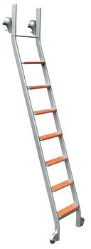 Posuvný žebřík, hliník, stupně: laminované dýhované dřevo, bříza, Service+