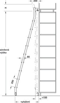 Posuvný žebřík, hliník, stupně: laminované dýhované dřevo, bříza, Service+