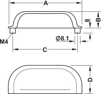 Povrchová úchytka, misková úchytka, mosaz, Häfele Déco