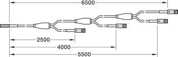 Prodlužovací kabel, pro Häfele Loox5 24 V, 4cestný, 2pólový (jednobarevná nebo tunable white 2vodičová technologie)