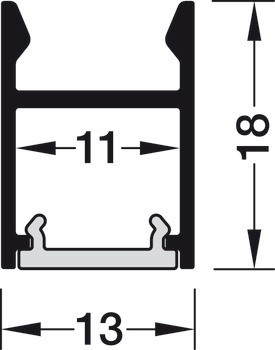 Profil pro spodní montáž, Häfele Loox5 profil 2103 pro osvětlovací LED pásky 8 mm
