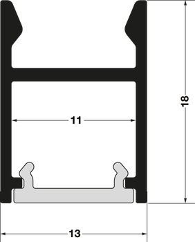 Profil pro spodní montáž, Häfele Loox5 profil 2103 pro osvětlovací LED pásky 8 mm