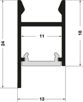Profil pro spodní montáž, Häfele Loox5 profil 2104 pro osvětlovací LED pásky 8 mm