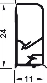 Profilová lišta, Těsnicí profil na stěnu, 2dílný