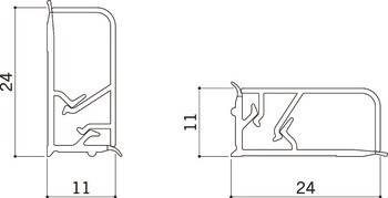 Profilová lišta, Těsnicí profil na stěnu, 2dílný