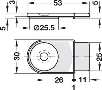 Protikus, pro jazýčkový zámek pro skleněné dveře Häfele Symo EC