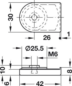 Protikus, pro jazýčkový zámek pro skleněné dveře Häfele Symo EC