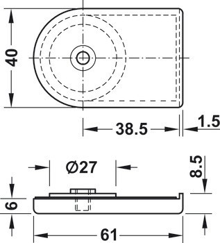 Protikus, pro jazýčkový zámek pro skleněné dveře Häfele Symo FM Pro