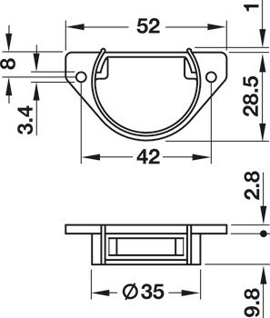 Protikus, Häfele Symo EC, pro roletkový zadlabací zámek Häfele Symo EC, backset 22 mm