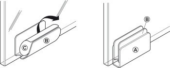 Protikus s úchytkou, Pro magnetickou záskočku, skleněné dveře, výška 23 mm