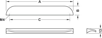 Prstová úchytka, Häfele Déco, zinková slitina