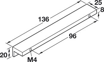 Prstová úchytka, s profilem L, hliník